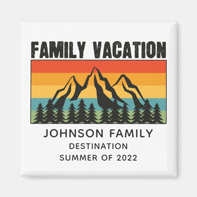 Aimant Custom Family Vacation Mountains Randonnée Camping (Devant)