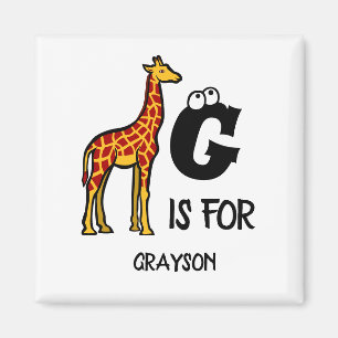 Aimant Custom monogram G is for Giraffe cute giraffes