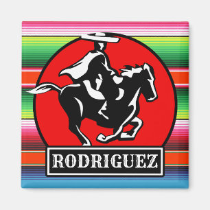 Aimant CUSTOM NAME Charro Horse Spanish Mexican Serape