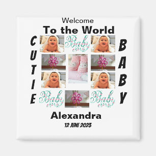 Aimant Custom New Baby 11 Photo Collage 