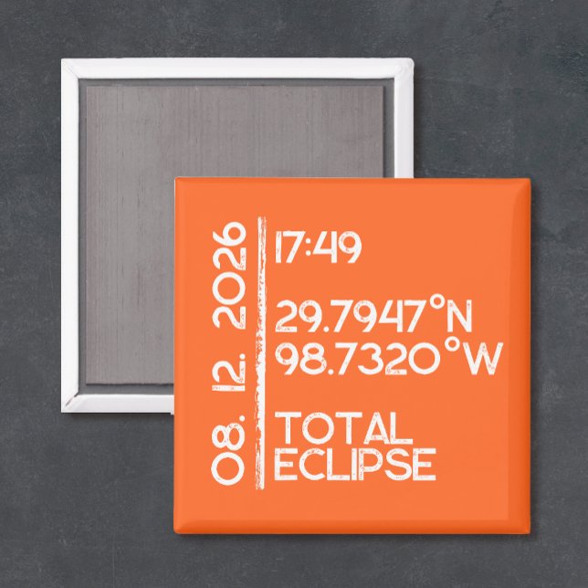 Aimant Custom Orange 2026 Solar Eclipse (Solar eclipse magnet keepsake
)