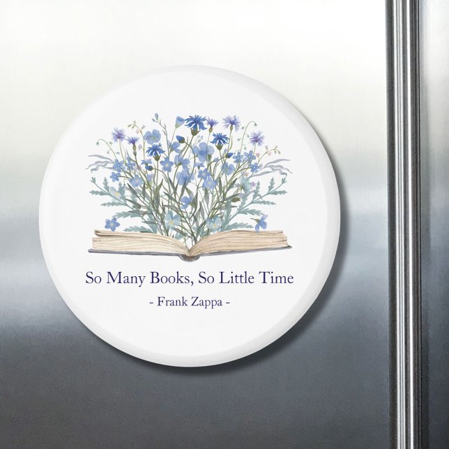 Aimant Custom Quote Blue Wildflowers Grow From Book (In situ)