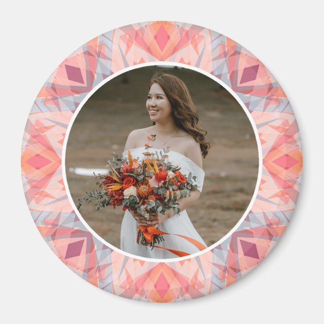 Aimant Custom Wedding Anniversary Pink Peach Star Photo (Devant)