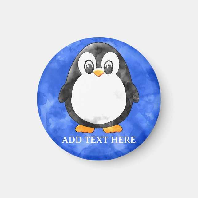 Aimant Cute Aquarelle Pingouin bleu (Devant)