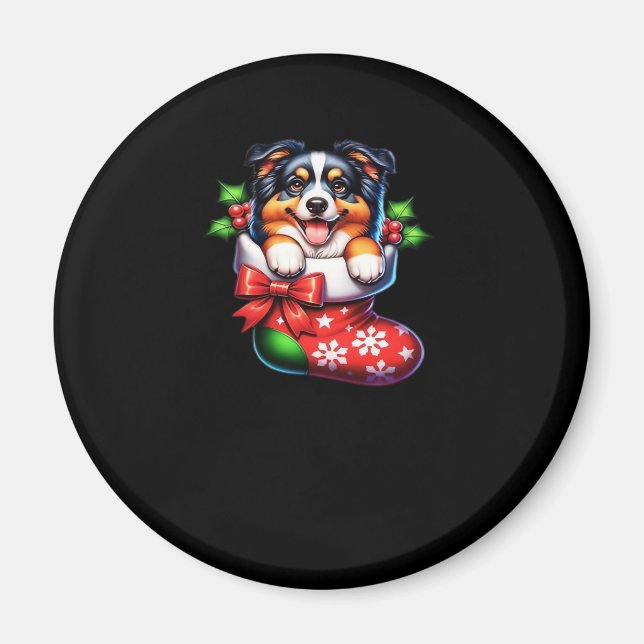 Aimant Cute Australian Shepherd Noël Stocking Classi (Devant)