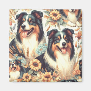 Aimant Cute Australian Shepherd peinture Vintage