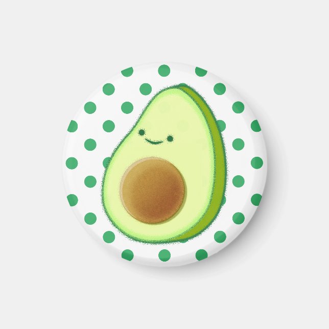 Aimant Cute Avocado Dessin Pois verts (Devant)