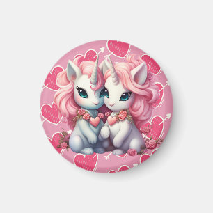 Aimant Cute Baby Unicorns Cpuple pour le cadeau de la Sai