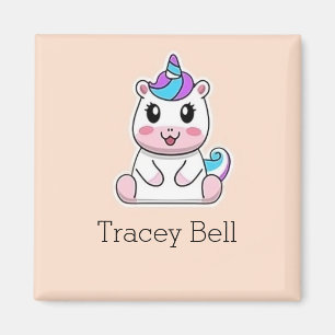 Aimant Cute blanc licorne rose