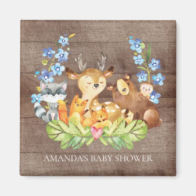 Aimant Cute Bois Animaux Baby shower Favoriser l'aimant (Devant)