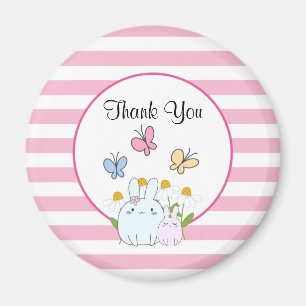 Aimant Cute Bunnies avec marguerites de printemps et papi