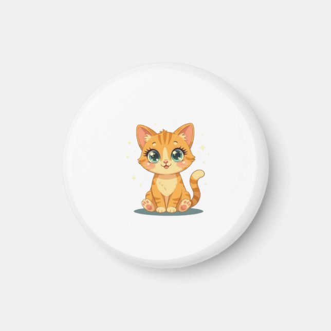 Aimant **Cute Cartoon Cat – Adorable Kitty Illustration** (Devant)