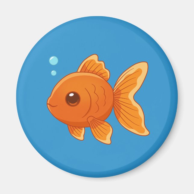 Aimant Cute Cartoon Goldfish on Blue (Devant)