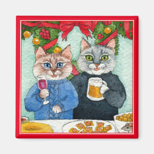 Aimant Cute Cat Christmas party