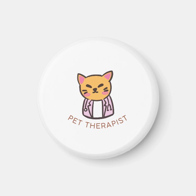 Aimant Cute Cat Pet Therapist Cartoon Design (Devant)
