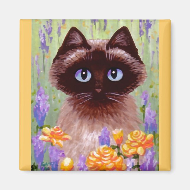 Aimant Cute Cat Ragdoll Siamese Rose birman Créationarts (Devant)