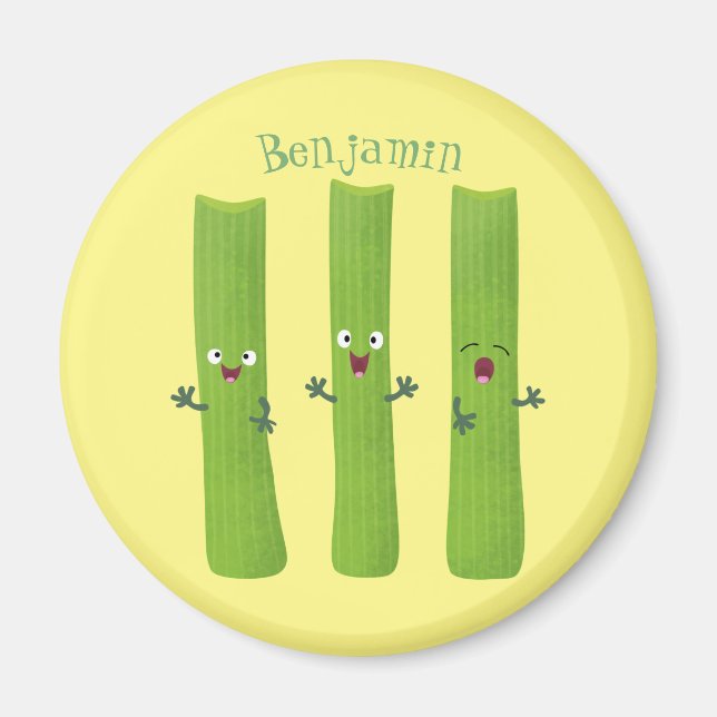 Aimant Cute céleri bâtons trio caricature légumes (Devant)