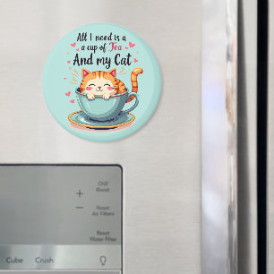 Aimant Cute Chat en Teacup Kawaii Art Cosy