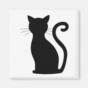 Aimant Cute Chat Noir Silhouette Fun Noir et Blanc