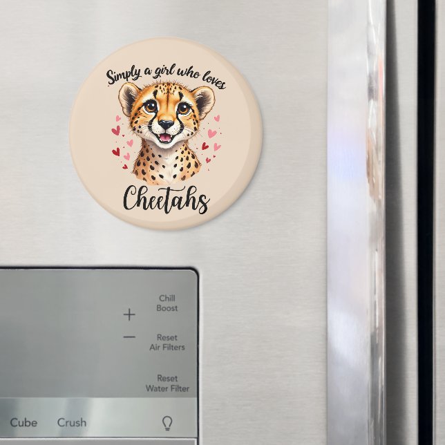 Aimant Cute Cheetah Lover Faune Art avec accents de coeur (In situ (réfrigérateur))