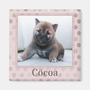 Aimant Cute Chic Pink Poka Dot Pet Photo Animal