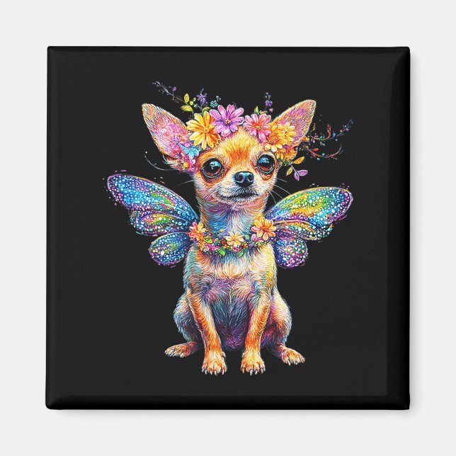 Aimant Cute Chihuahua Dog Angel With Wings  (Devant)