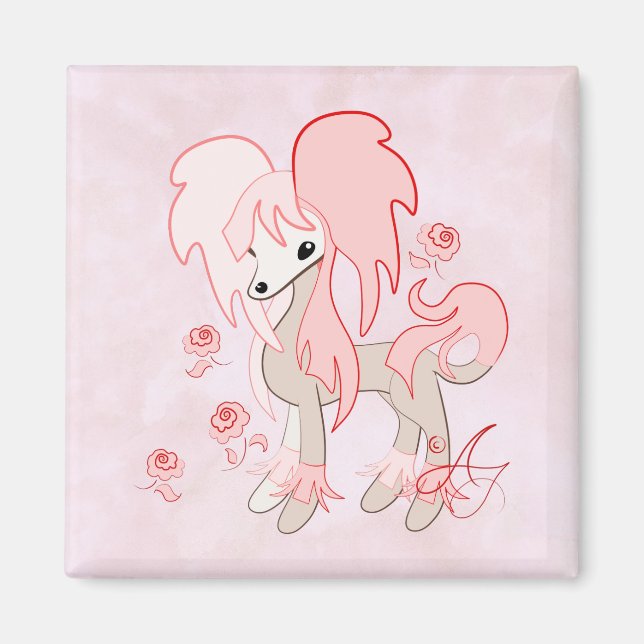Aimant Cute Chinois Crested Pastel Rose (Devant)