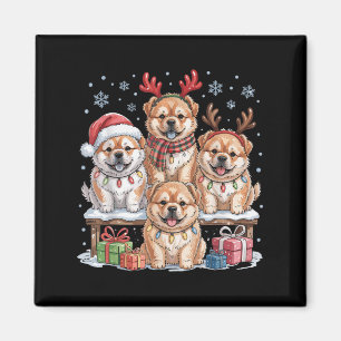 Aimant Cute Chow Chow Chiots de Noël Amoureux de les chie