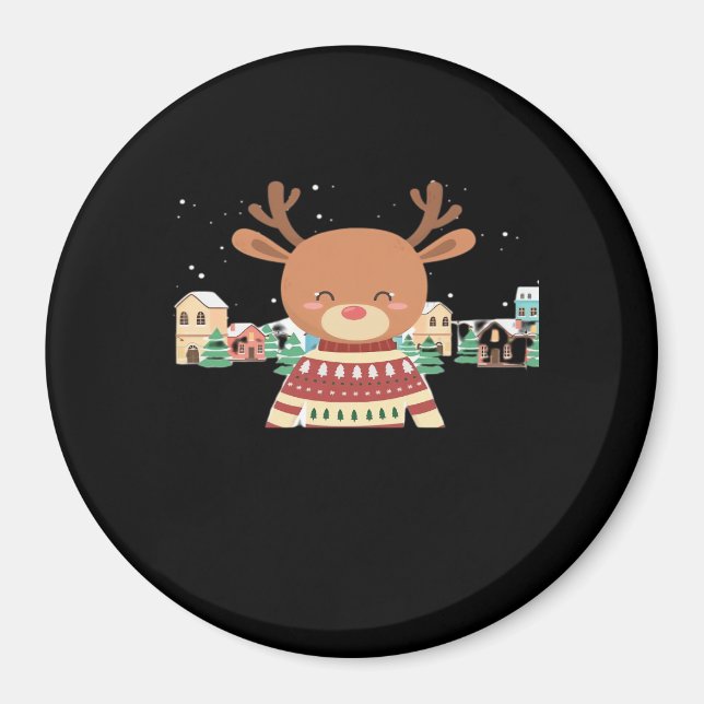 Aimant Cute Christmas Deer Minimal Design  (Devant)