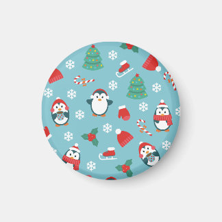Aimant Cute Christmas Penguins Pattern