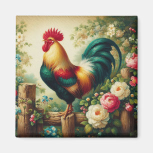 Aimant Cute coq rustique/vintage