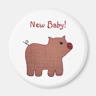 Aimant Cute Country Style Pink Plaid Pig Nouveau bébé