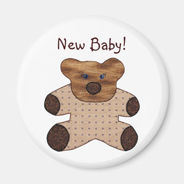 Aimant Cute Country Style Teddy Bear Nouveau bébé (Devant)