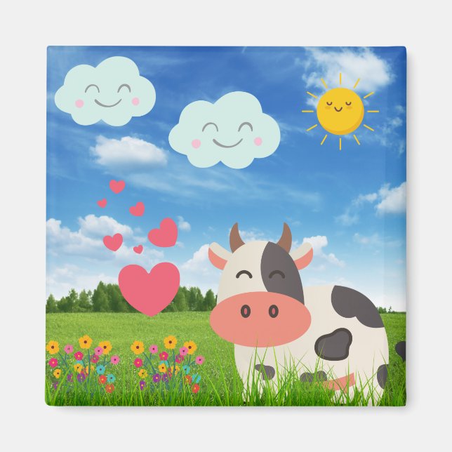 Aimant Cute Cow Cartoon (Devant)