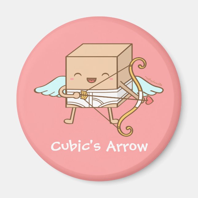 Aimant Cute Cube Cupide Flèche Valentines Jour Drôle Pun (Devant)