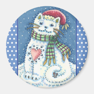 AIMANT CUTE CUTE CHATTE DE NEIGE, FLAKES DE NEIGE CHAT ET