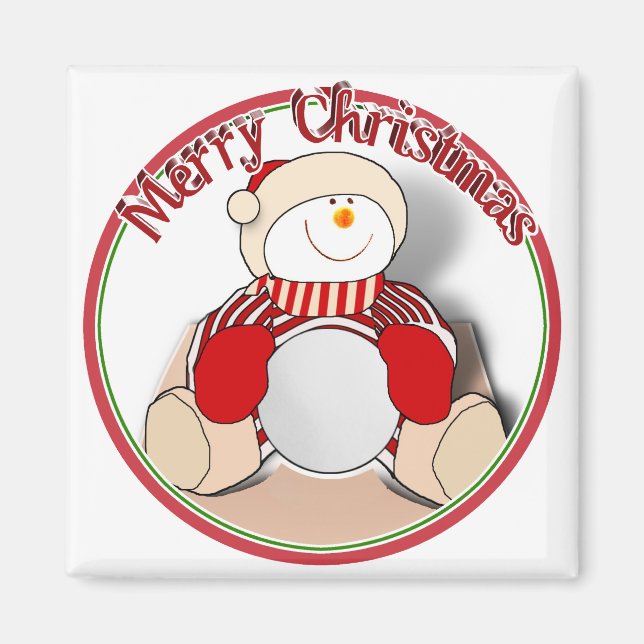Aimant Cute Cutout Snowman - Joyeux Noël (Devant)