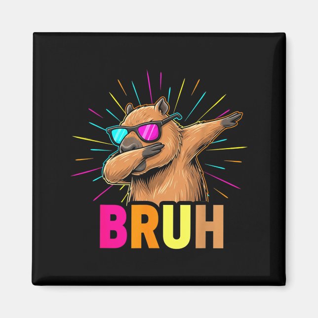 Aimant Cute Dabbing Capybara Funny Animal Meme Capy Lover (Devant)