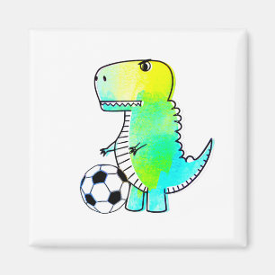 Aimant Cute Dinosaur Aime Le Football Aquarelle