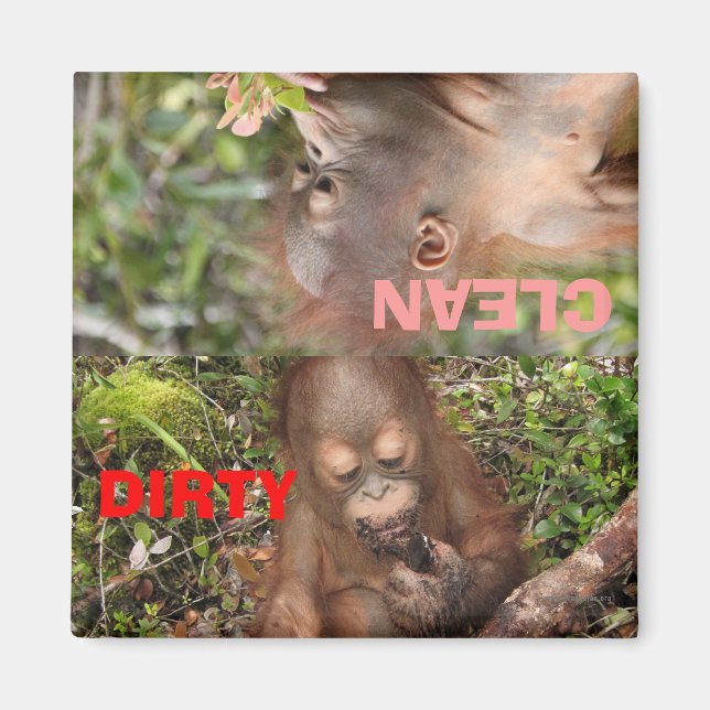 Aimant Cute Dirty ou des plats propres dans le lave-vaiss (Devant)