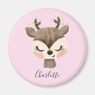 Aimant Cute douce et fille Pastel Blush Pink Baby Reindee