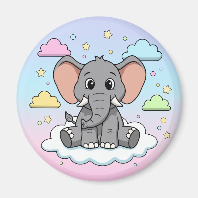 Aimant Cute Elephant on Cloud - I'm Ele-Fun-t Pun (Devant)