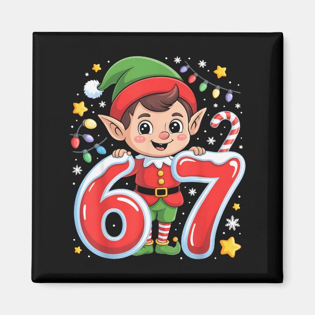 Aimant Cute Elf Six Seven 6 7 Meme Funny Christmas Costum (Devant)