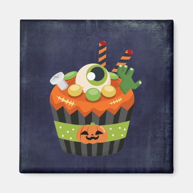 Aimant Cute et Déplaisante Halloween Cupcake avec un Big  (Devant)
