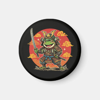 Aimant Cute Frog Samurai Cartoon Animal Warrior Design
