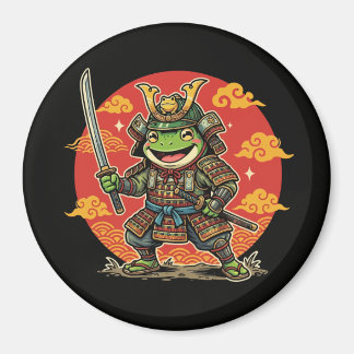 Aimant Cute Frog Samurai Cartoon Animal Warrior Design