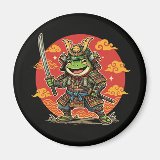Aimant Cute Frog Samurai Cartoon Animal Warrior Design