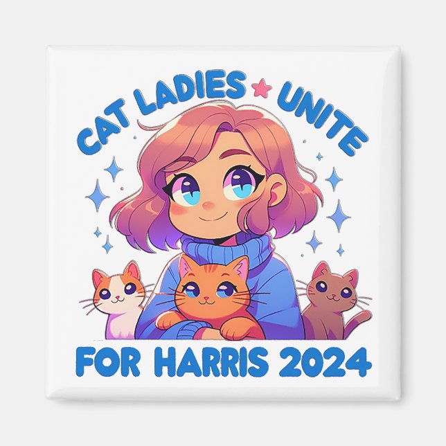 Aimant Cute Funny Girly Enfless Chat Lady Unite Harris (Devant)