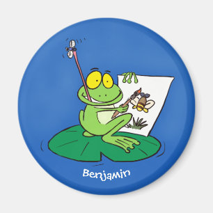 Aimant Cute funny green frog cartoon illustration