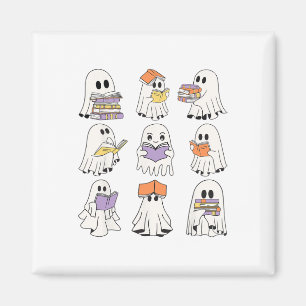 Aimant Cute Ghost Livres de lecture Drôle Halloween Livre